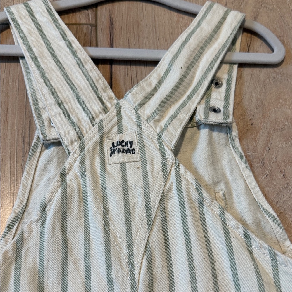 Zara Kids Striped Overalls in Cream and light green 4-5T - Picture 5 of 5